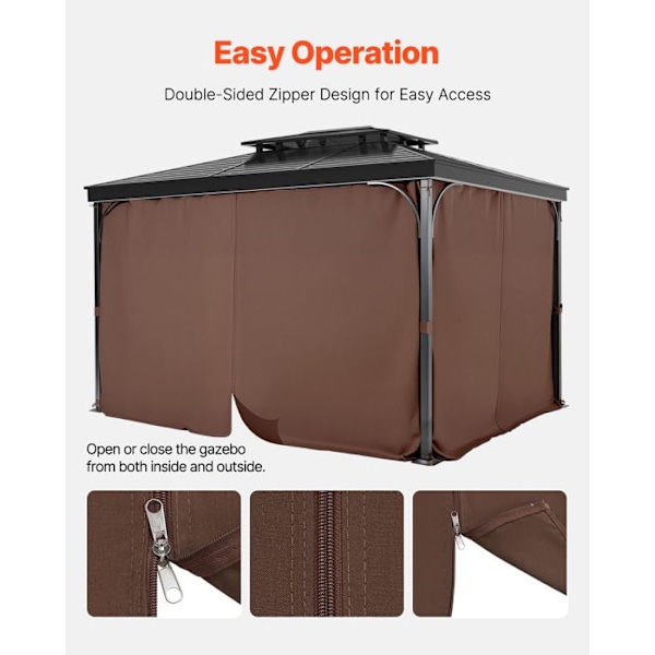 Integritetsgardin för Vattentät Utomhustält-VEVOR-Gardiner för Pergola-281x341x214 cm-Kaffe
