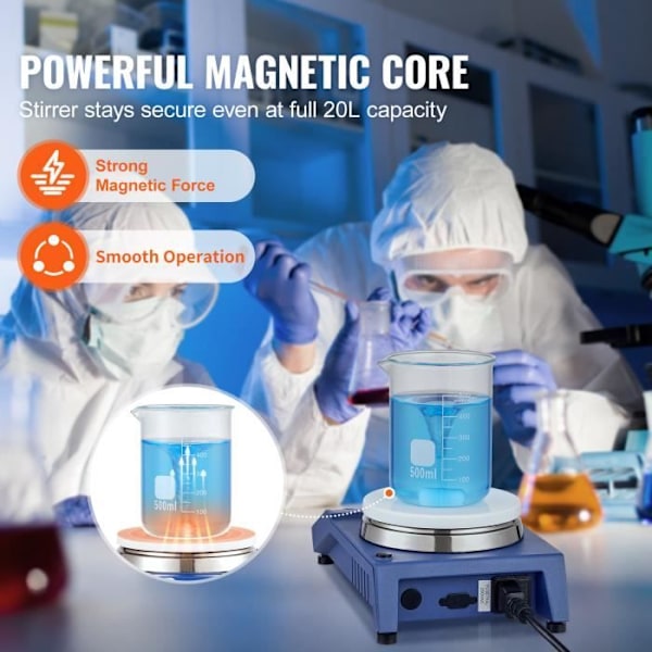 Magnetisk värmeplattaomrörare-VEVOR-20 L-1 500 rpm-vätskeblandningsutrustning Forskningsstudieexperiment