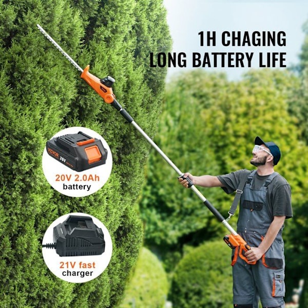 VEVOR Trådlös Teleskopisk Häcksax 188-239 cm 20 V Blad 45,7 cm
