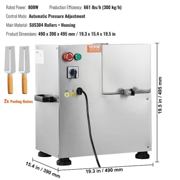 Sockerrörsextraktor-VEVOR-800W300kg-h-4 rullar Citrusjuicer med stor ingång för hem och kommersiell juiceextraktion