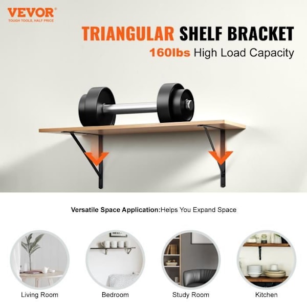 Par hyllfästen - VEVOR - Hyllfäste tungt flytande stöd 460 x 305 mm 12 st triangulär last 72,6 kg