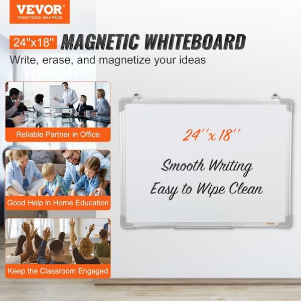 Magnetisk Whiteboard - VEVOR - Väggmonterad Dry Erase Whiteboard 46x61 cm för kontorsklass