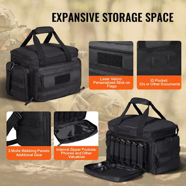 Shooting Bag for 4 Guns-VEVOR-37 x 26 x 23 cm-Utomhus Jakt Pistol Handgun Bag-Svart