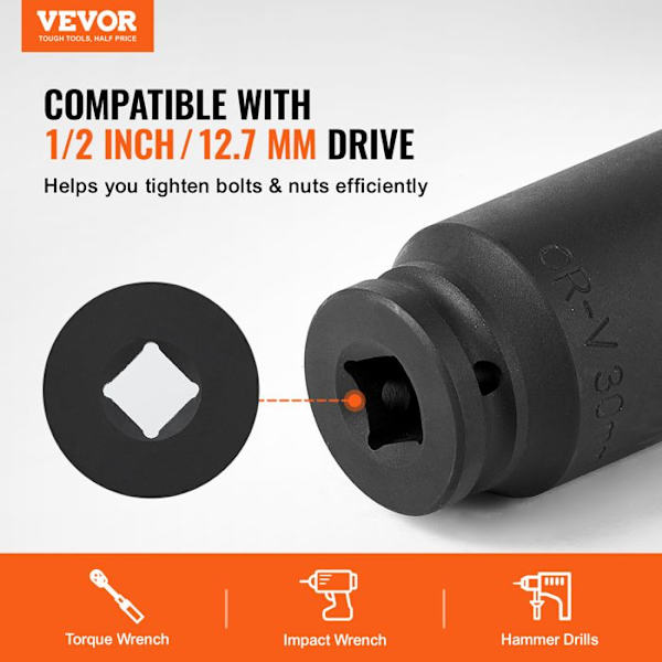 Deep Impact Socket Set för axelmuttrar 14st-VEVOR-Reparationsmonterings- och demonteringsverktyg