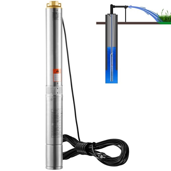 Dränkbar pump för Deep Well-VEVOR-750 W-75 m-Extern kontrollbox, IP68 för hem, industriell bevattning