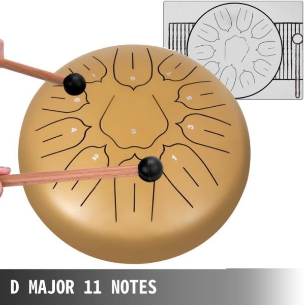 Stålhandtrumma - VEVOR - 10" Slagverksinstrument - Guld