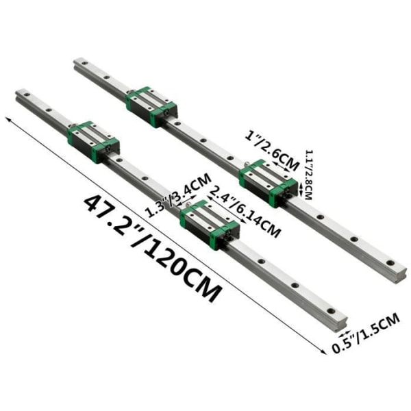 Miniatyr linjärskena guide - VEVOR - HSR15-1200 mm - CNC 1200 mm linjära skenor och lager