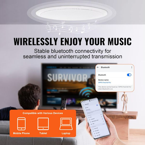 Bluetooth takhögtalare-VEVOR-16,5 cm-vägg-tak infällt högtalarsystem-för kök, vardagsrum, sovrum