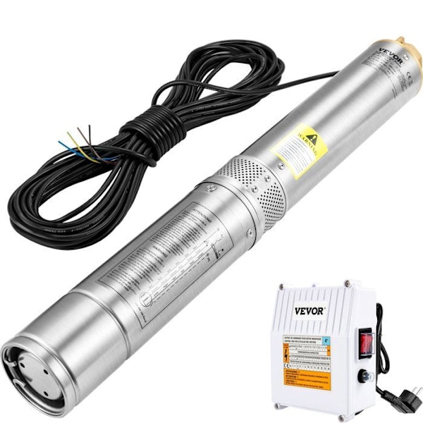 VEVOR 370 W dränkbar djupbrunnspump - Maximalt flöde 110 l/min - Maximalt tryckhöjd 44 m