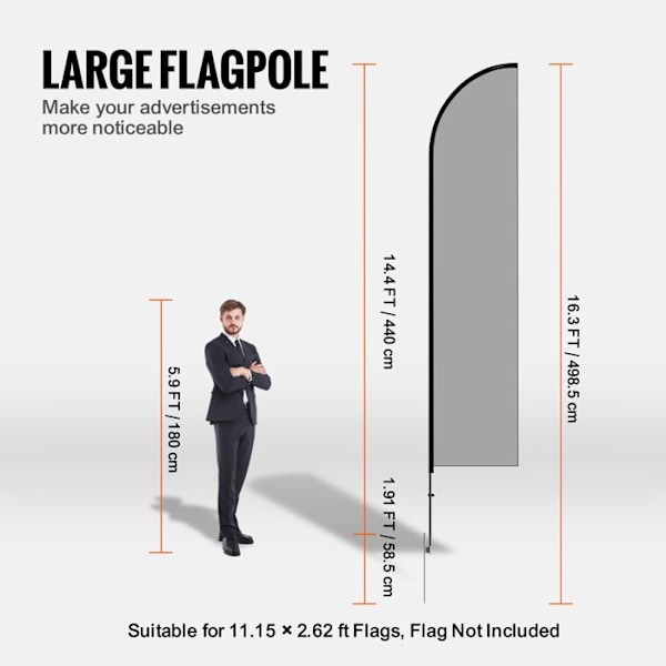 Fjäder flaggstång-VEVOR-Professionell reklam flaggstång Kit 198,5 cm-för reklam, utomhusaktiviteter