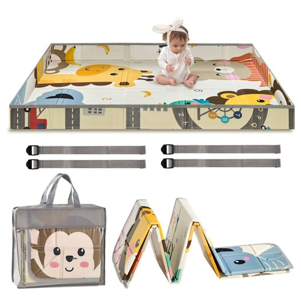 Babylekmatta-VEVOR-150 x 180 cm-Antisklidande Monoblockskumlekmatta-Vändbar Fällbar Bärbar