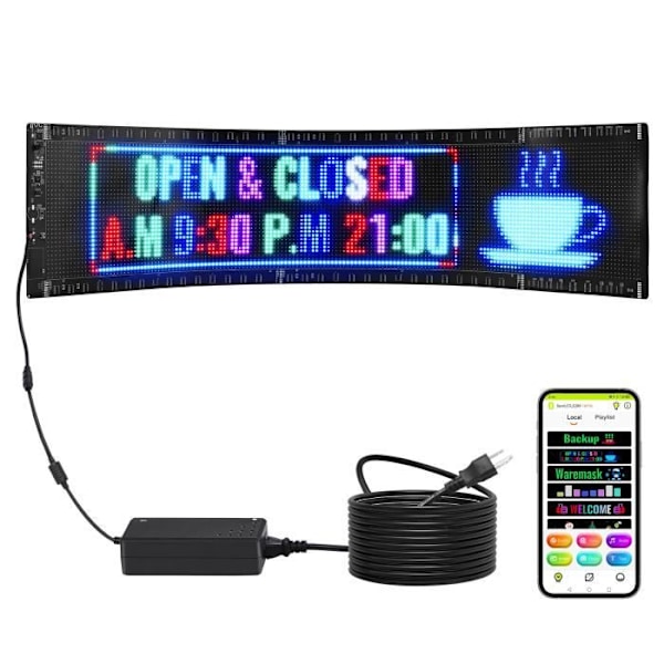 LED-ljusskylt - VEVOR - Programmerbar LED-ljusskylt rullande displaypanel 83,5x20 cm, för butik, reklam