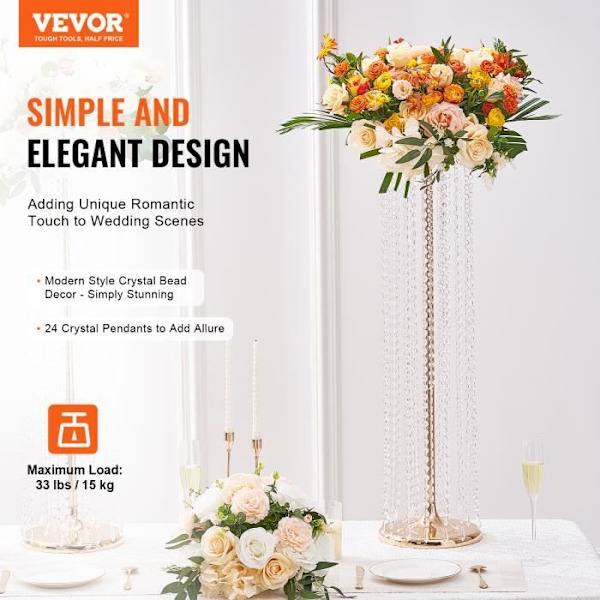 Stöd Fleur Mariage - VEVOR - 4PCS Stöd för Blommor till Bröllop Mittenduk för Bröllop i Kristall 90 cm