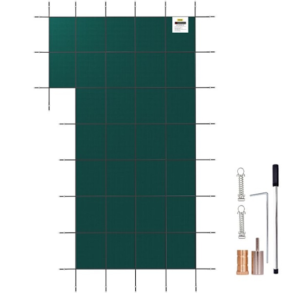 Inground Pool Cover-VEVOR-5,49x10,36 m-Rektangulärt skydd Vinterskydd Trippelstickad PP Hög Mesh-Grön
