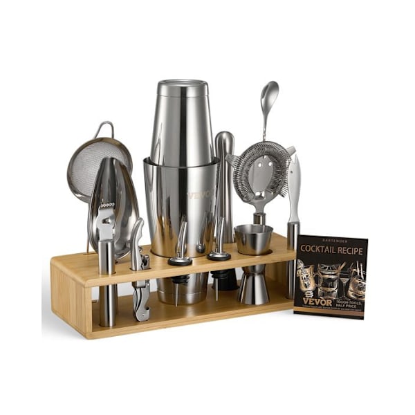 Cocktailshaker-set-VEVOR-13 delar-Barhandtag i rostfritt stål-Silver