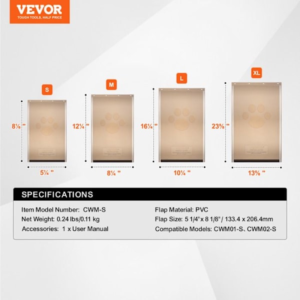 Kattöppning-VEVOR-13,3 x 20,6 cm-Dörrtillbehör för Djur i Tjock PVC-med Lång Magnetremsa