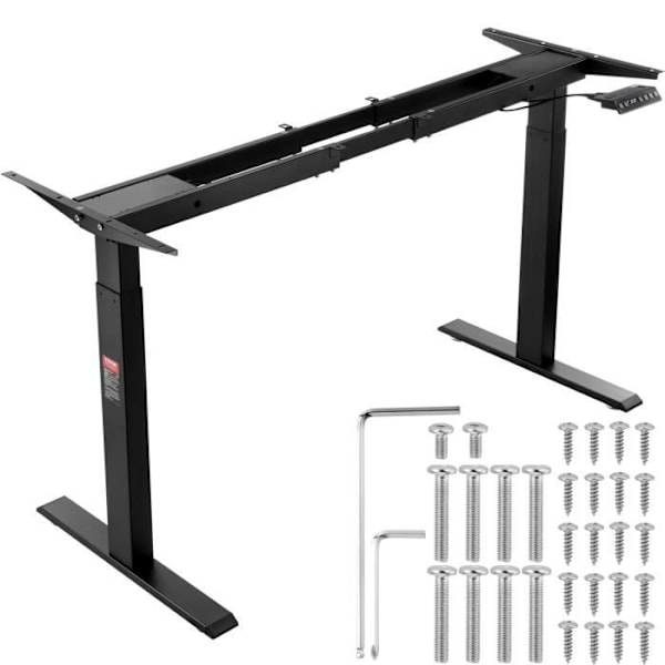 Stående skrivbordsram-VEVOR-Justerbar höjd 70-117cm-Längd 110-178cm-För hem, kontor, endast ram-svart