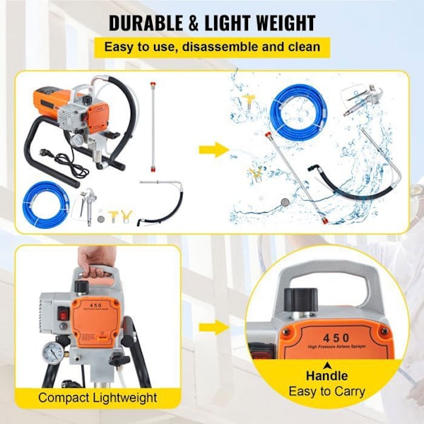 Luftlös färgsprutpistol - VEVOR - 1800W - 2,2L/min - 3300 PSI - Röd