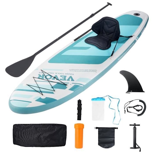 Uppblåsbar paddel - VEVOR - Uppblåsbar paddel Stand Up SUP Paddle Board 323 cm med sitstillbehör, 3230 × 838 × 152 mm
