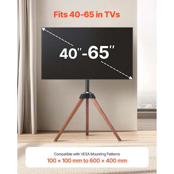 Stöd TV Stativ-VEVOR-för Platta/Kurvade Skärmar 1016-1651 mm-Portabel TV Stativ-med Ekben