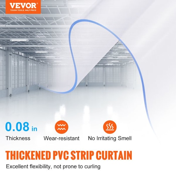 PVC-bandgardin-VEVOR-152,4x213,4 cm-Transparent lamellgardin-för kylrumsdörrar, stormarknadskylare