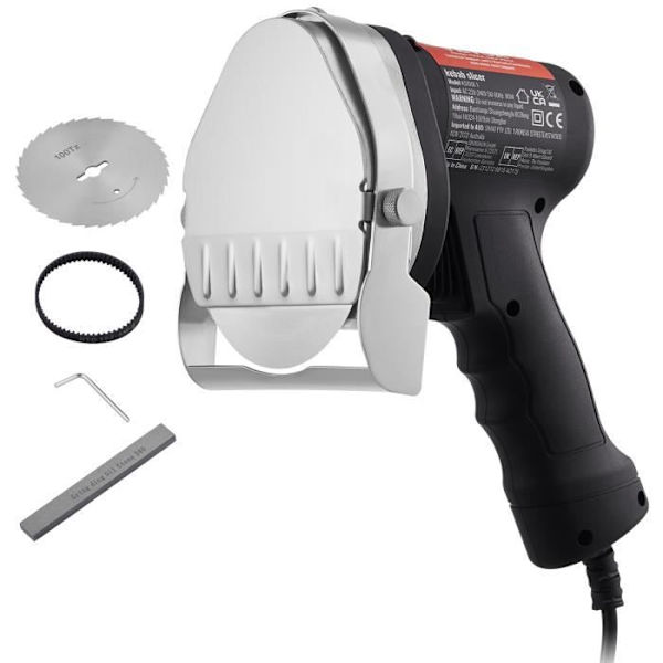 Elektrisk kebabkniv 80 W-VEVOR-med 2 blad på 100 mm, justerbar tjocklek 0-8 mm, för restauranger, snackbarer