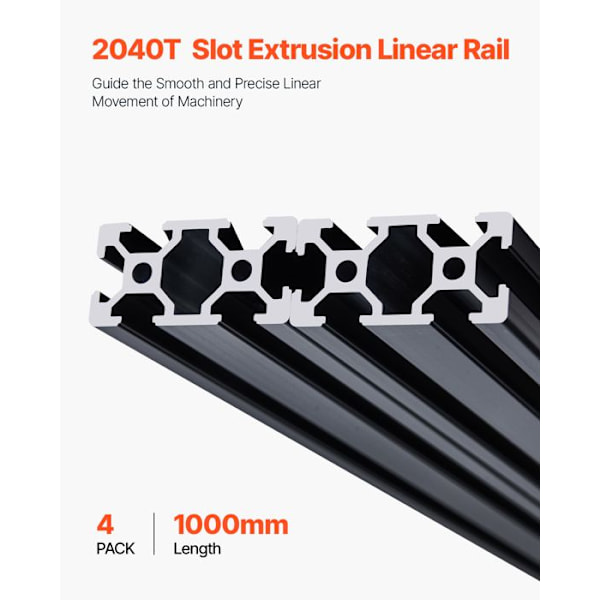 Aluminium Extrusionsprofiler 2040-VEVOR-Set om 4-Anodiserad Linjärskena Europastandard T-spår 1000 mm