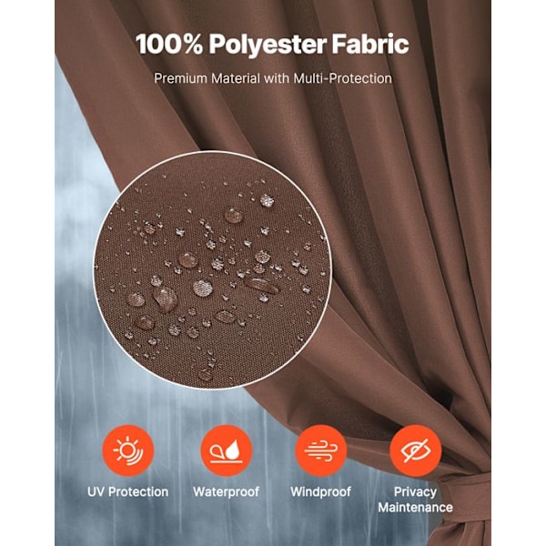 Integritetsgardin för Vattentät Utomhustält-VEVOR-Gardiner för Pergola-281x341x214 cm-Kaffe