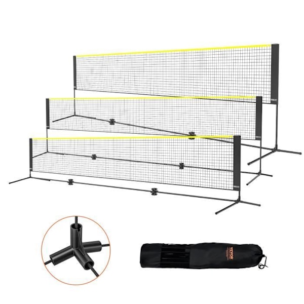 Badmintonnät-VEVOR-5,1 m, höjdjusterbart hopfällbart volleybollnät för barnspel inomhus och utomhus