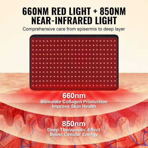 Rödljusterapimatta för kropp-VEVOR-264 LED med styrenhet-10 Hz puls-för smärtlindring