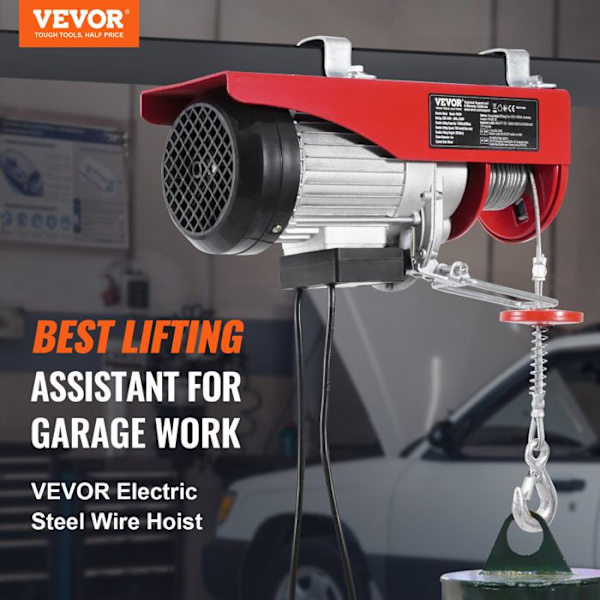Elektrisk lyftanordning-VEVOR-belastning 800 kg-trådbunden fjärrkontroll 4,2 m-nödstopp, lyftlyft för garage, lager, fabrik