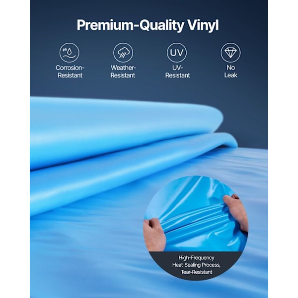 Poolbeläggning-VEVOR-Oval-610x375x147 cm, Fodral i överlappande stil av standard vinyl-Höjd 132 cm