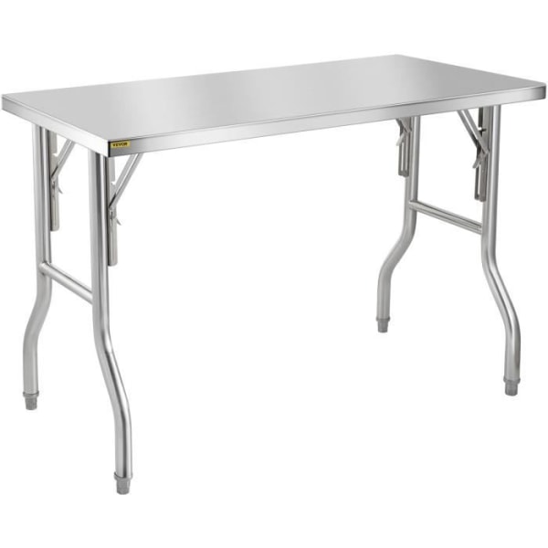 Arbetsbord i rostfritt stål - VEVOR - Förberedande bord 1220 x 610 mm - Fällbart 1-vånings kommersiellt kök