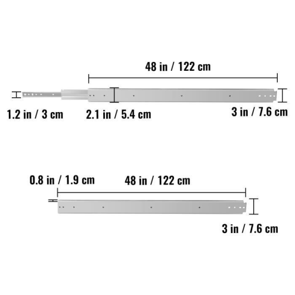 Lådslider - VEVOR - Kapacitet: 225 kg - Längd: 121,92 cm