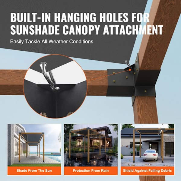 Pergola Support Kit-VEVOR-220 x 220 x 152 mm-Trästolpsstöd för snickerier, terrasspergolor