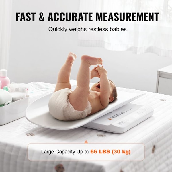 Digital Baby Scale-VEVOR-2-in-1 Baby Scale with Removable Tray-Capacity 30 kg