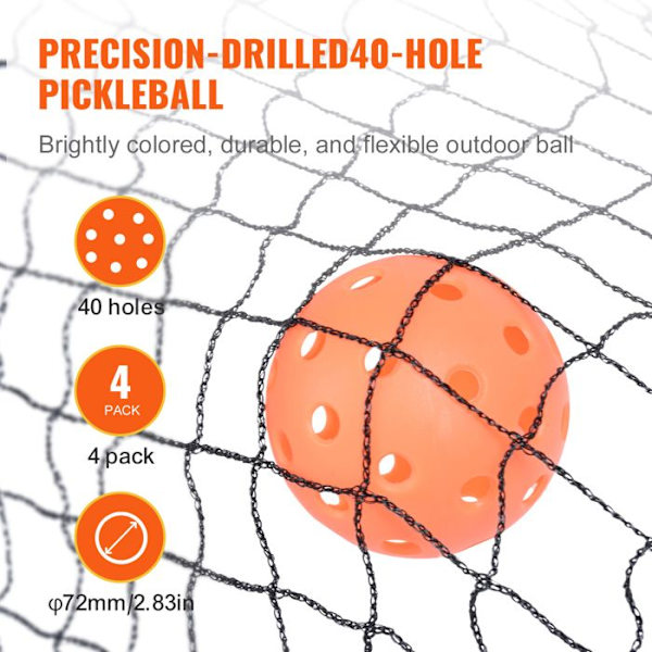 Bärbart Pickleball-nätsystem - VEVOR - Reglerstorlek Nät 673 cm - med väska, bollar, racketar
