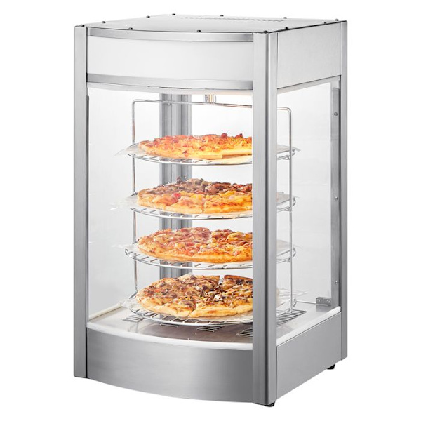 Kommersiell uppvärmningsmonter för pizza -VEVOR- 4 nivåer varm display - 25 W ugnslampa + topplysdiod för pizzeria
