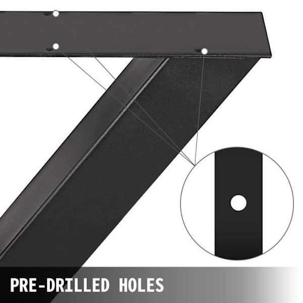 2 bordsben - VEVOR - 72 x 76 cm - Form X - Max belastning 1000 KG - Möbelben i metall - Svart Svart
