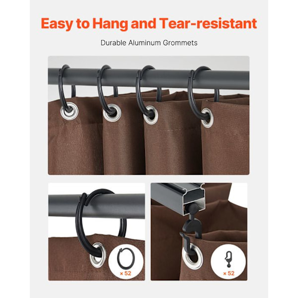 Integritetsgardin för Vattentät Utomhustält-VEVOR-Gardiner för Pergola-281x341x214 cm-Kaffe
