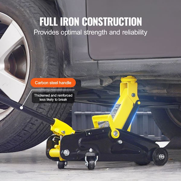 2 Tons Trolley Jack - VEVOR - Low Profile Hydraulic Floor Jack - Lyfthöjd 125,2-335 mm - Lift Truck SUV Verkstad