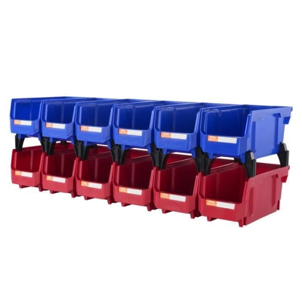Pipfack - VEVOR - Stapelbar hängande plastgarageförvaringsfack 12st, 276 x 139 x 128 mm, PP-plast, blå-röd