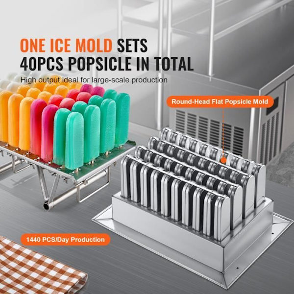 Kommersiell Popsicle Maker - VEVOR - Single Form Set, 40st Popsicle Making Machine - för barer, kaféer