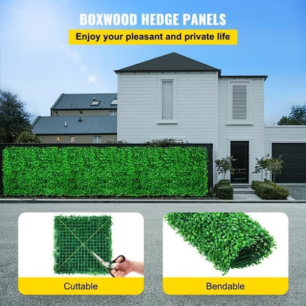 Konstgjorda buxbomspaneler - VEVOR - konstgjorda häck UV buxbom häck väggpaneler 48st 10"X10" staket