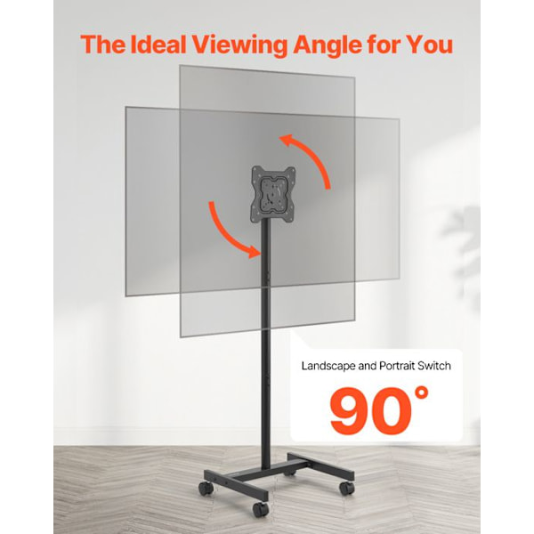 Stöd TV med hjul-VEVOR-för TV/LED/LCD/OLED från 431,8 till 1397 mm-Mobil TV-vagn-Upp till 20 kg