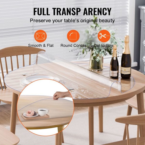 Transparent PVC Duka - VEVOR - 1067x1067 mm - Tjocklek 2 mm - Rund - Vattenresistent - Lätt att rengöra