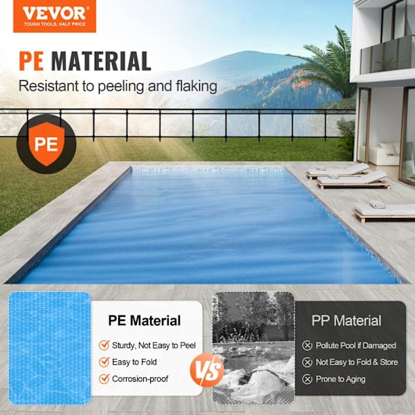 Solskydd för pool-VEVOR-12,19 x 6,10 m-Rektangulära solskydd för pool-för uppvärmning Vatten-blått