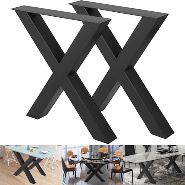 2 bordsben - VEVOR - 72 x 76 cm - Form X - Max belastning 1000 KG - Möbelben i metall - Svart Svart