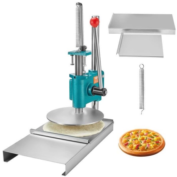 Pizzaformningsmaskin - VEVOR - Degpressmaskin - Manuell pizzamaskin - Hushållsmaskin 24 cm - Rostfritt stålbricka - Pizza Storlek 9,5