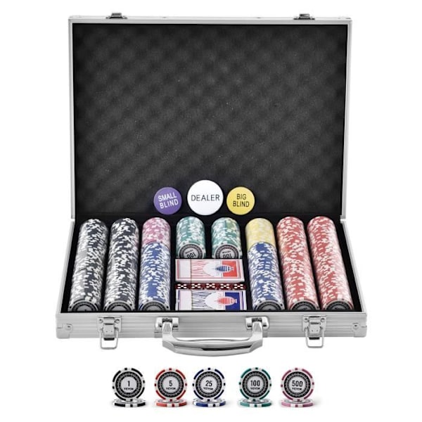 Komplett Ultimate Poker Kit - VEVOR - 500 marker - Tokens mått: 40 x 3,3 mm - PS plast + järn - Hemmakasino Flerfärgad